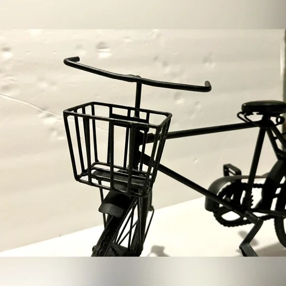 Metal Bicycle Stand Alone Art Decor Black Iron Bike Sculpture 19"x11" - Picture 10 of 11